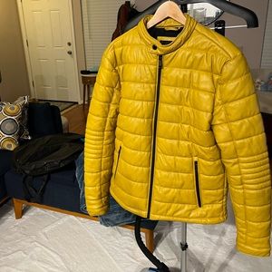 Zara fuax leather puffer jacket